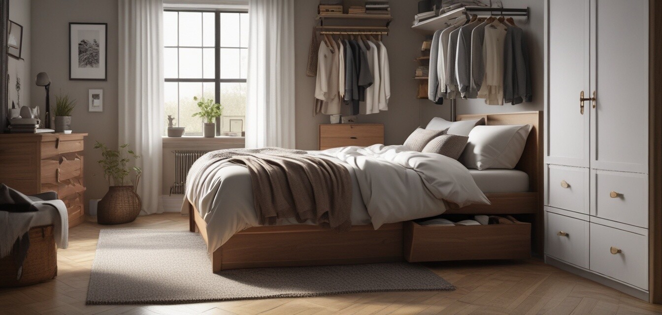 Affordable storage solutions in a bedroom